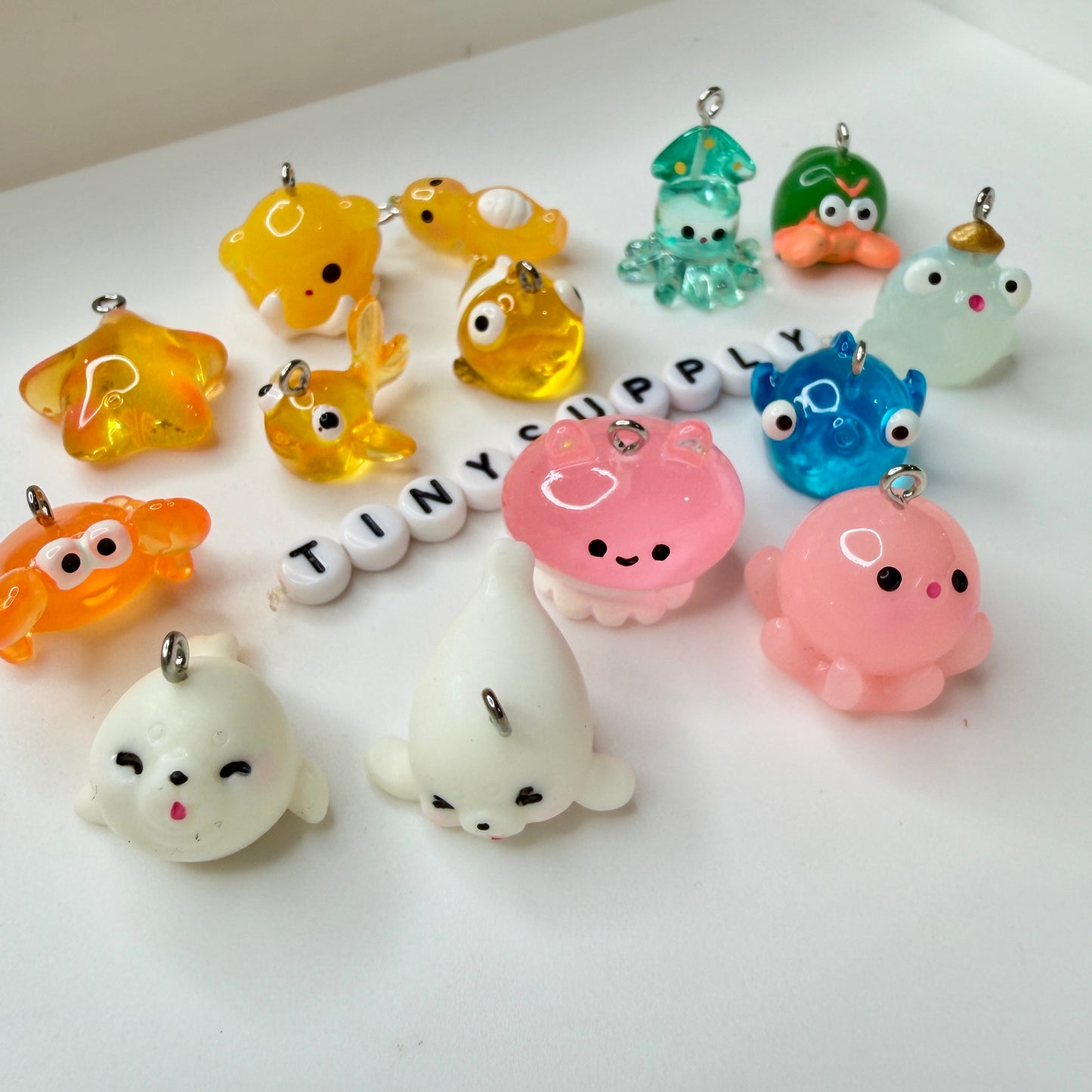 Resin Squid, Cuttlefish, Stars, Jellyfish, Marine Life Themed Resin Charms
