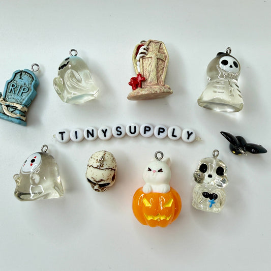 Resin Ancient Skull and Ghost, Halloween Themed Resin Charms