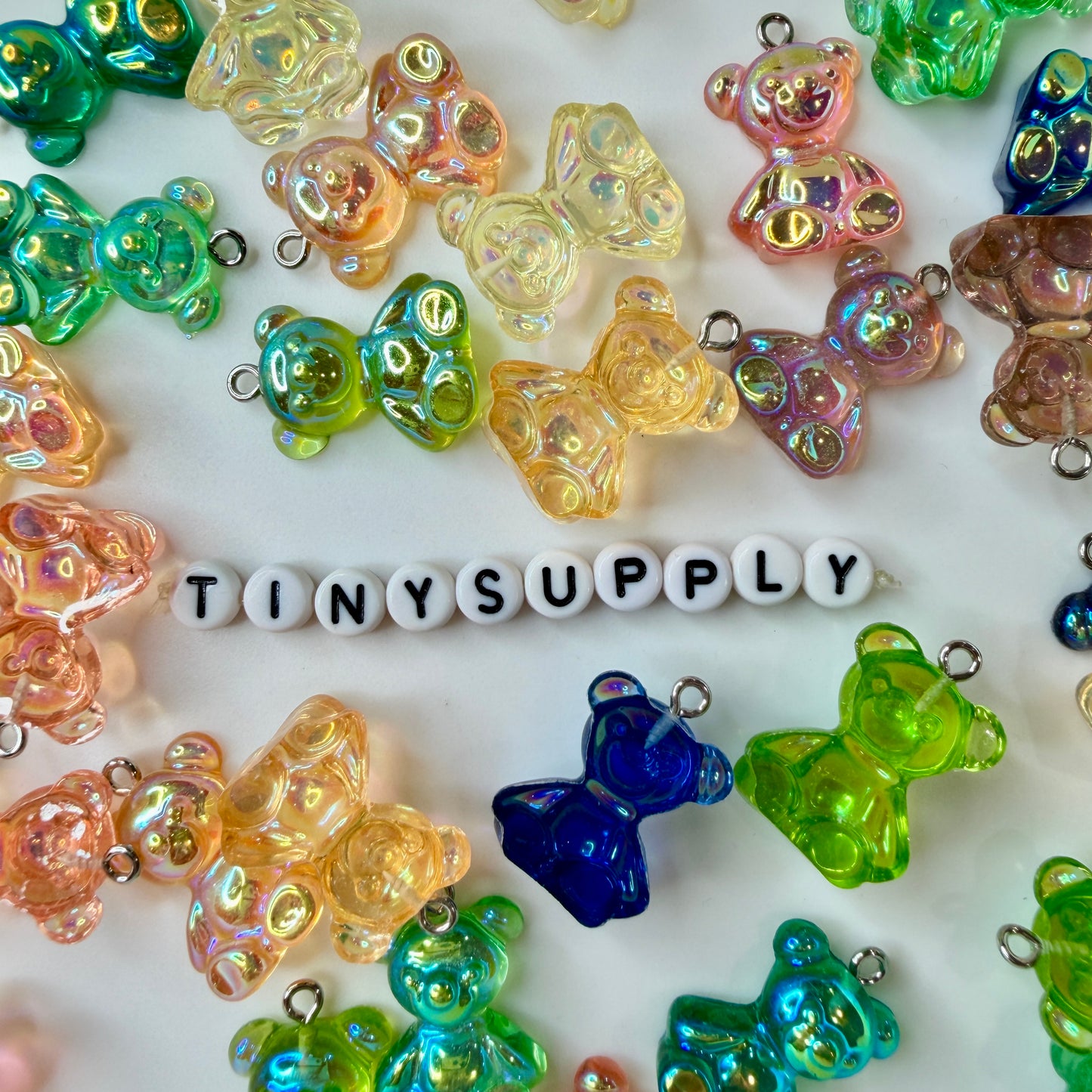 AB Colored Iridescent Bear Charms (21mm x 17mm)