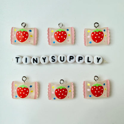 13MM x 20MM Transparent Matte Carrot, Strawberry, Bunny Wrapped Candy Charm