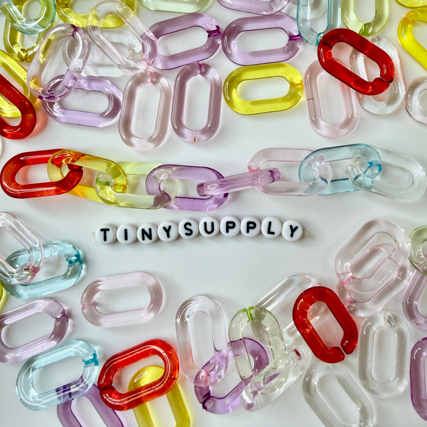 Transparent Rainbow Colored Acrylic Plastic Links (20mm x 14mm / 27mm x 17mm)