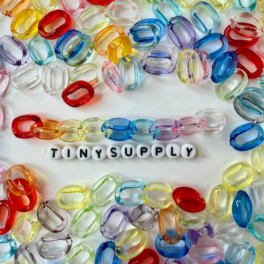 Transparent Rainbow Colored Acrylic Plastic Chain Links(16mm x 11mm)