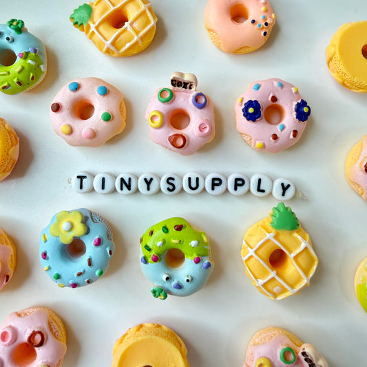 FAKE Decorated Donut, Dessert Themed Cartoon Flatback Cabochons (Random mix)
