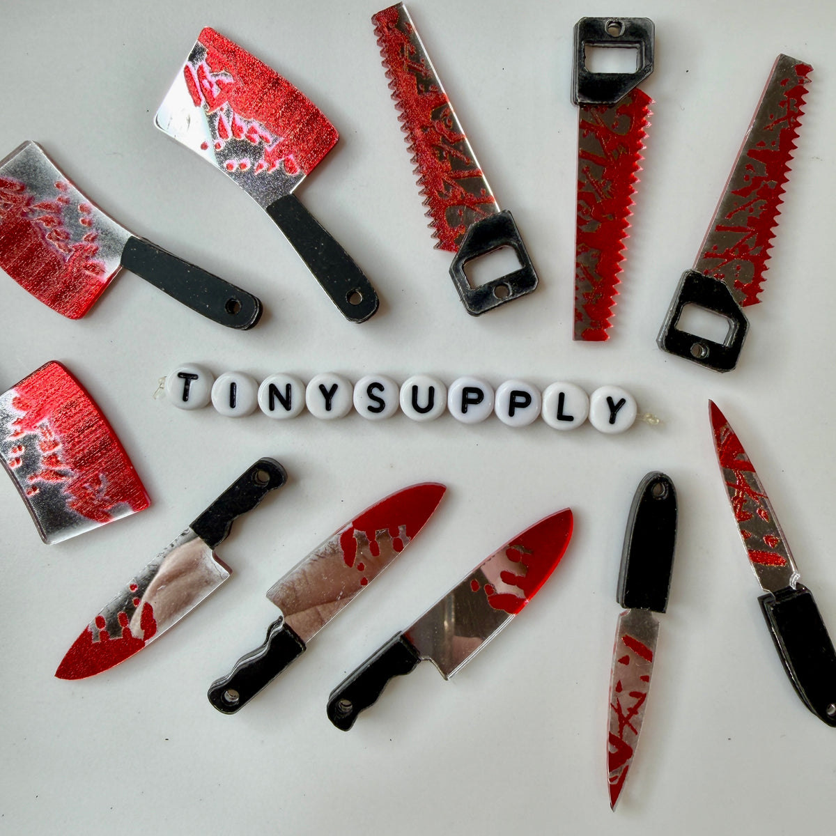 Fake Bloody Knife Charm, Halloween and Horror Themed Acrylic Charm