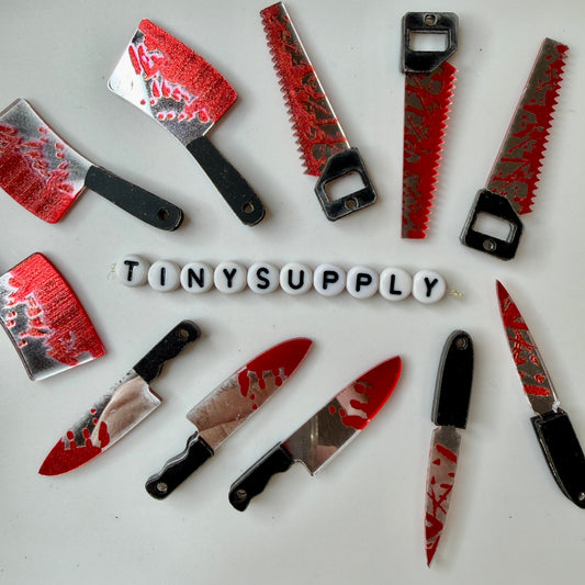 Fake Bloody Knife Charm, Halloween and Horror Themed Acrylic Charm