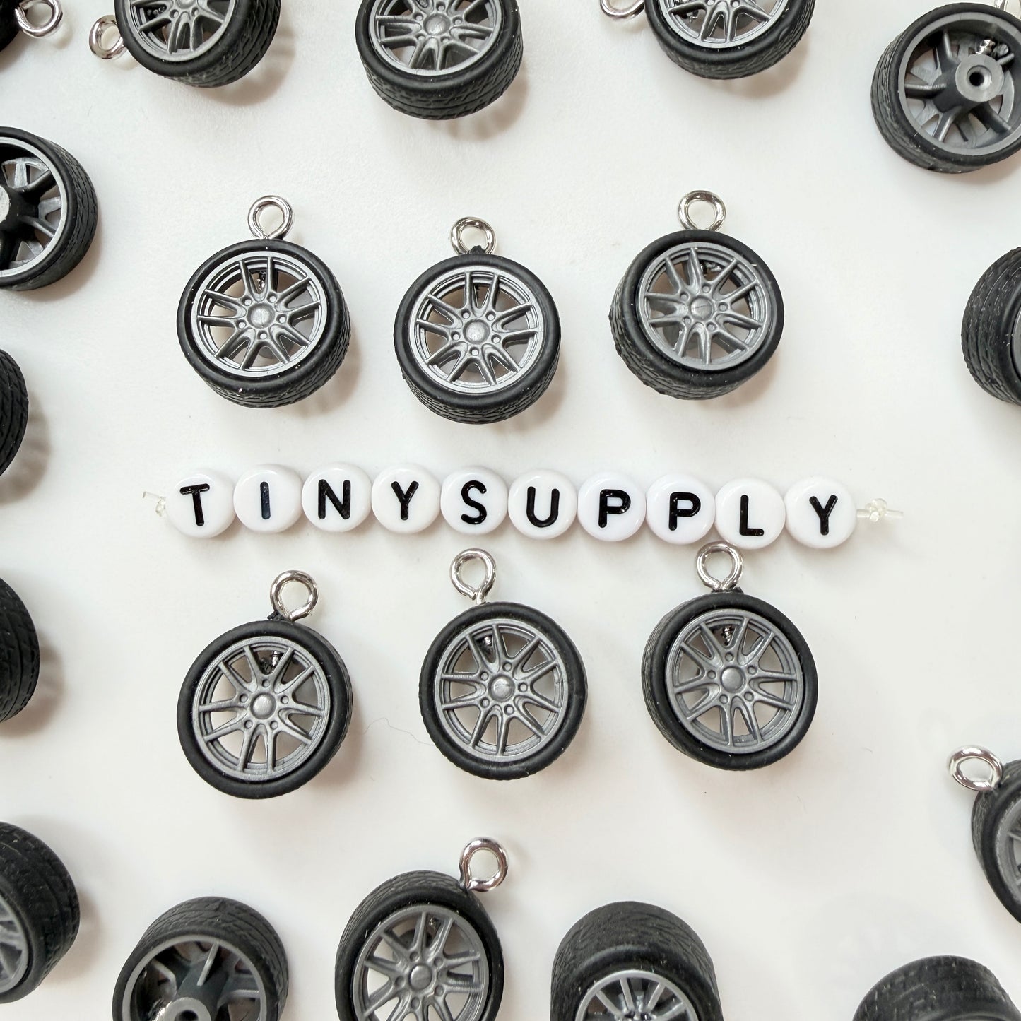 16MM Mini Rubber Tire Charm with Eye Pin