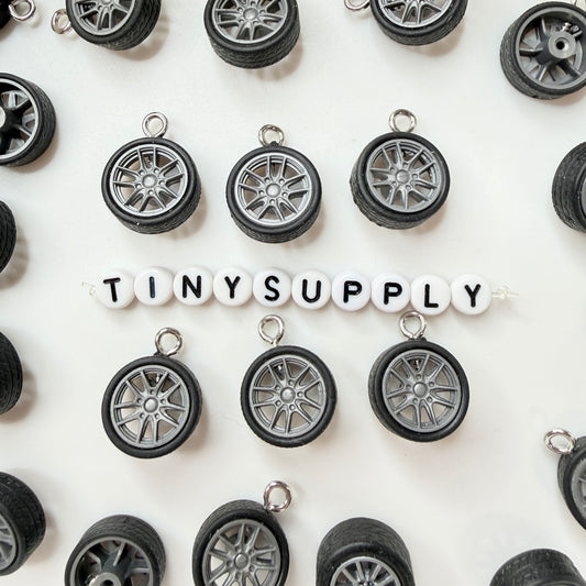 16MM Mini Rubber Tire Charm with Eye Pin