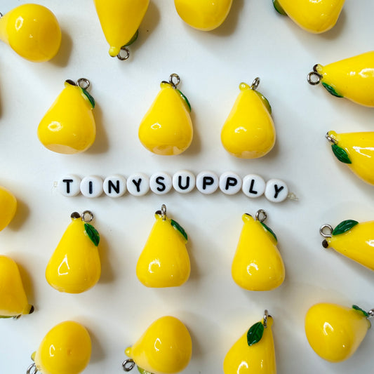 Small Resin Yellow Mango Fruit Charm (22mm x 15mm)