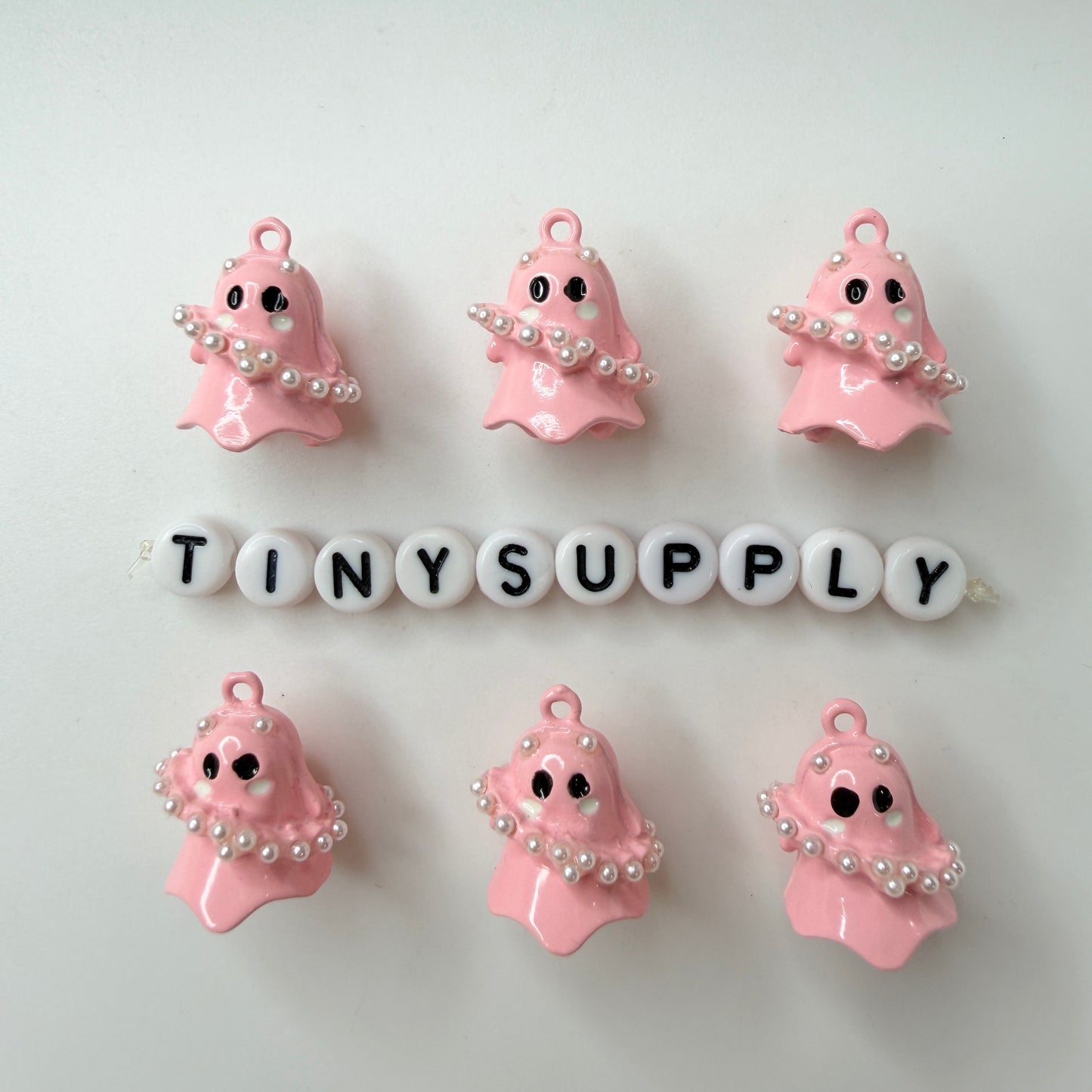 Boo-gie Faux Pearl Ghost Theme Enamel Coated Metal Charms