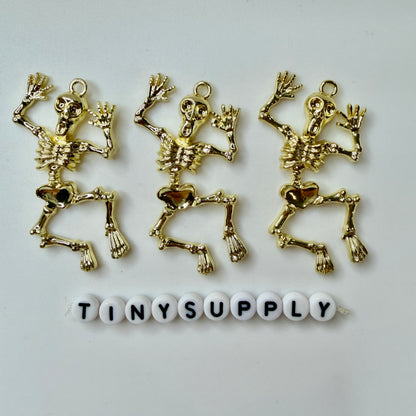 Dancing Skeleton Enamel Charm, Halloween Themed Charms (53mm x 36mm)