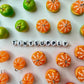 Peeled Orange and Green Oranges Charm with Eye Pin