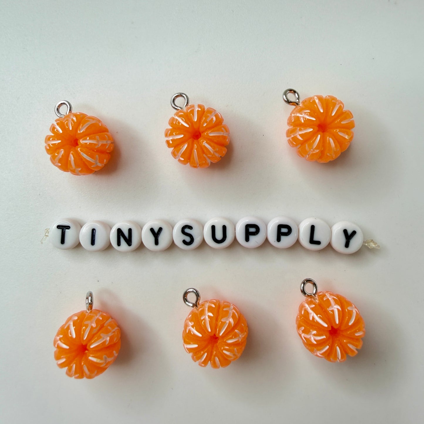 Peeled Orange and Green Oranges Charm with Eye Pin