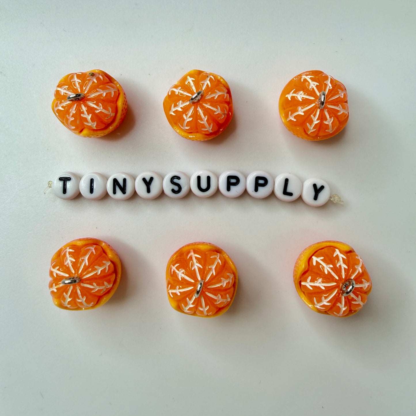 Peeled Orange and Green Oranges Charm with Eye Pin