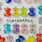Electroplate Transparent Bear Resin Charms with eyepins (25mm x 18mm; 2mm hole)
