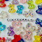 Electroplate Transparent Bear Resin Charms with eyepins (25mm x 18mm; 2mm hole)