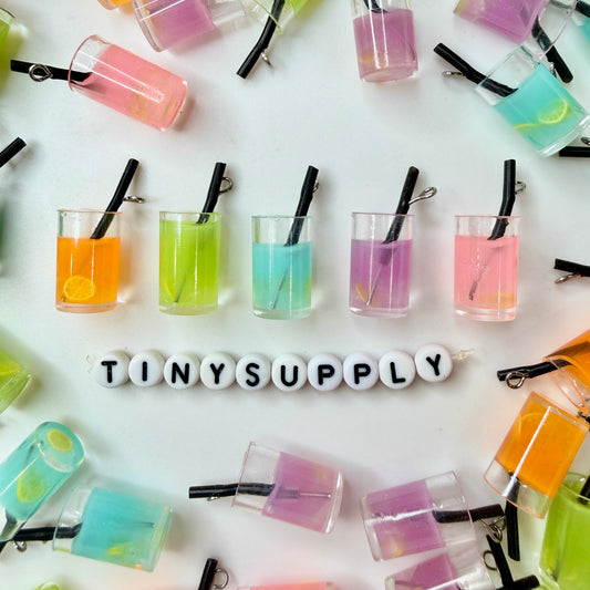 Resin Bottle Colorful Cute Drink Charm with Eye Pin (26mm x 11mm)