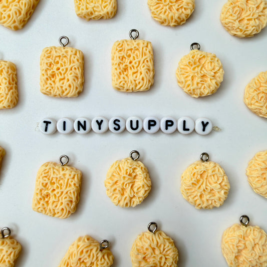 Instant Ramen Noodle Charm with Eye Pin Round or Square