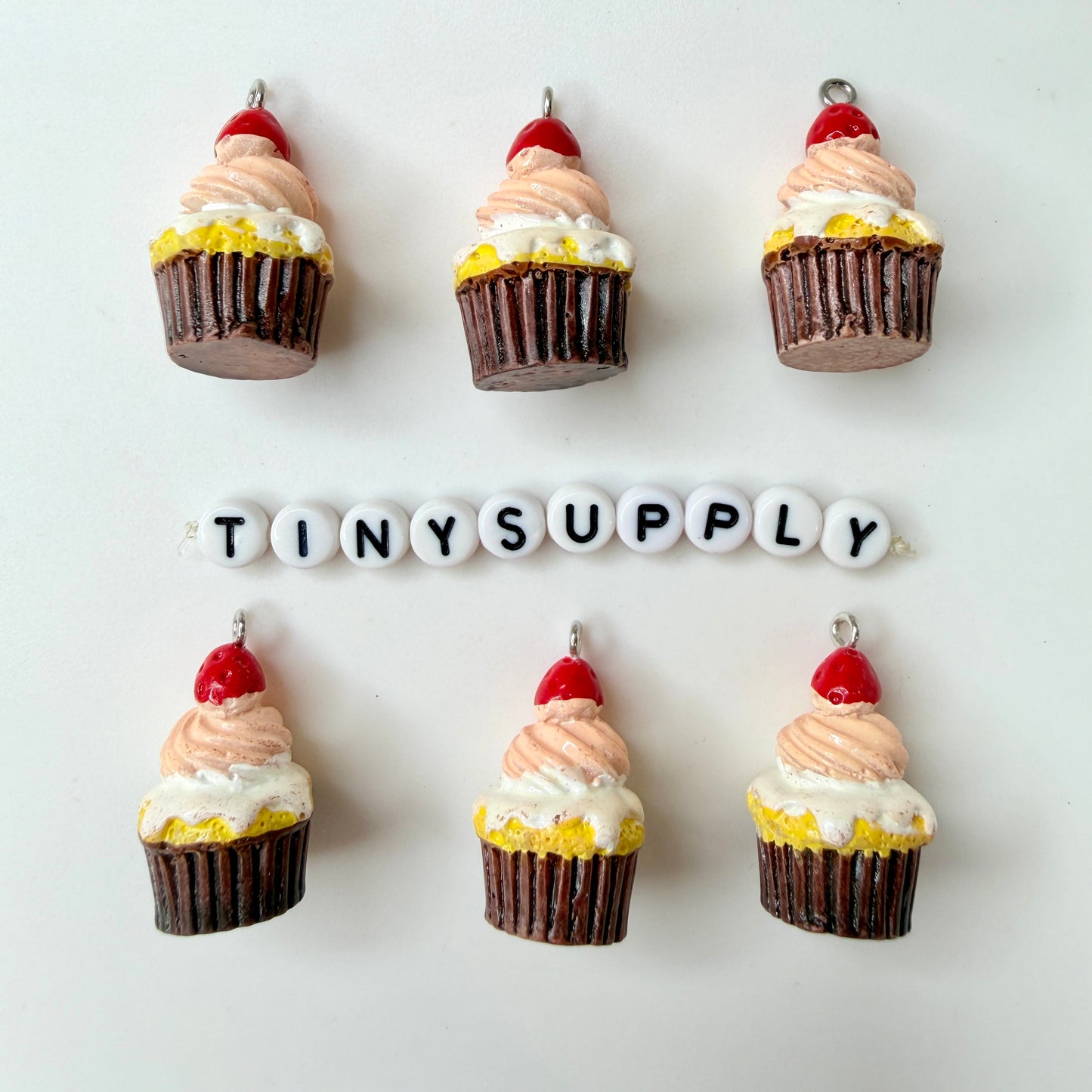 Cute Strawberry Cupcake Charms (17mm x 28mm)