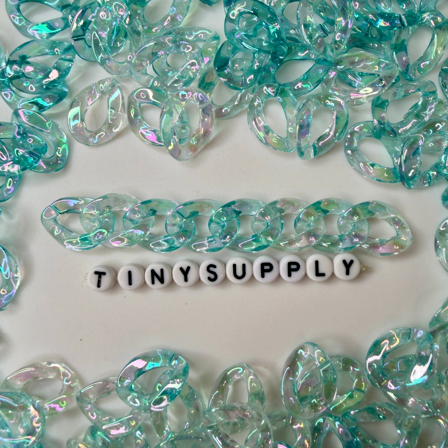 AB Light Blue Transparent Acrylic Plastic Chain Links Pieces (19mm x 14mm)