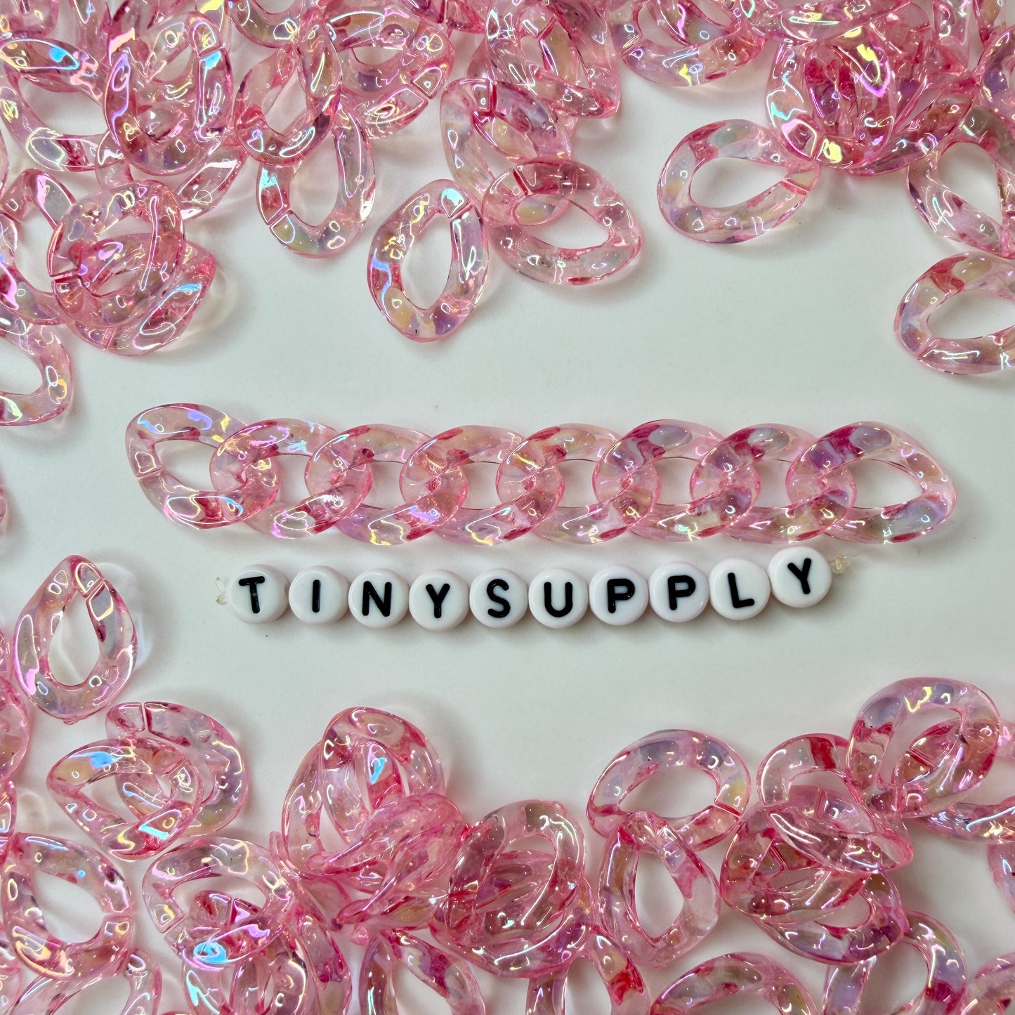 AB Light Pink Transparent Acrylic Plastic Chain Links Pieces (19mm x 14mm)