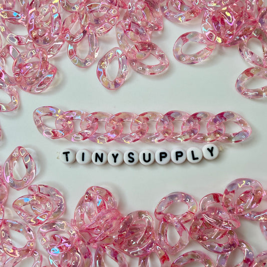 AB Light Pink Transparent Acrylic Plastic Chain Links Pieces (19mm x 14mm)