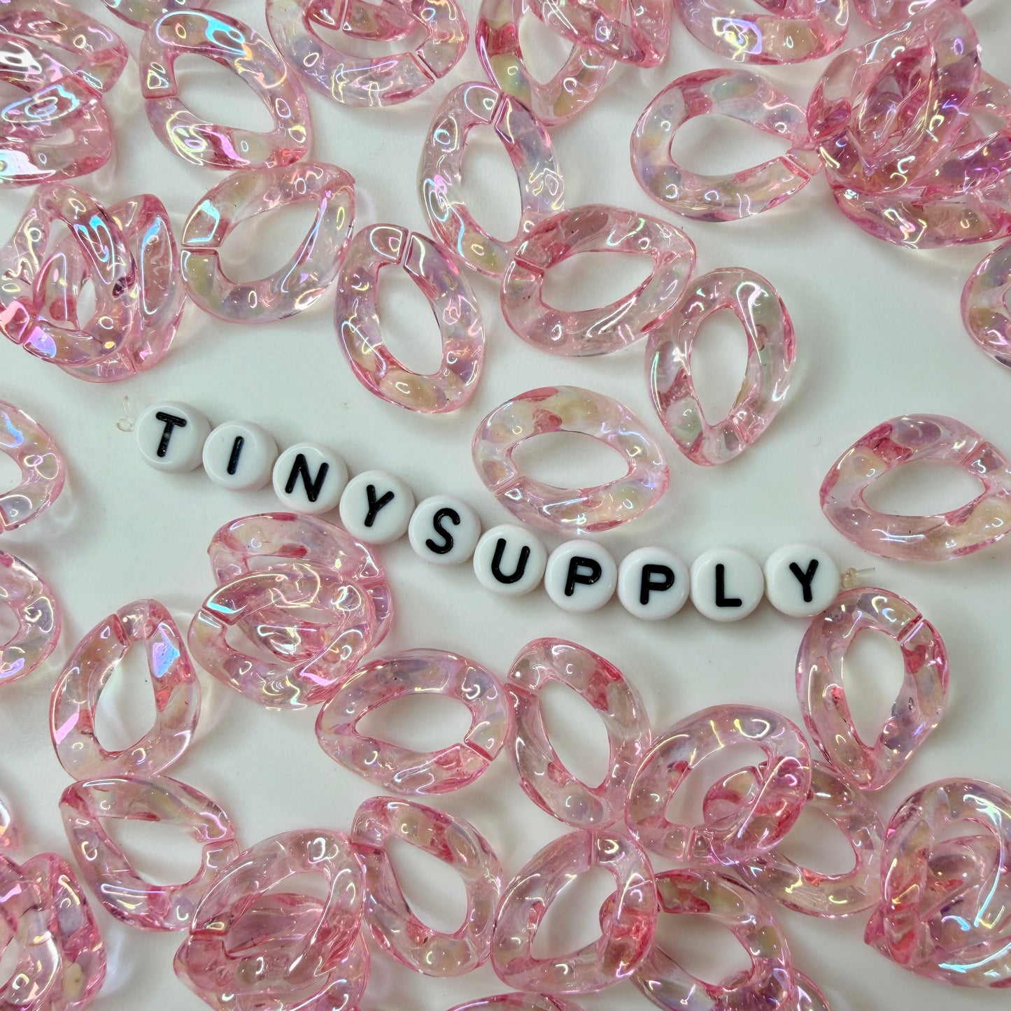 AB Light Pink Transparent Acrylic Plastic Chain Links Pieces (19mm x 14mm)