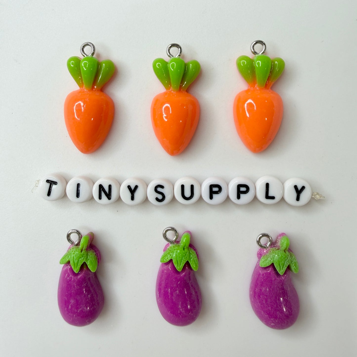 Carrot and Eggplant, Food Themed Resin Charms