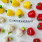 Resin Vegetable Charms  (Red Pepper, Yellow Pepper, Garlic) Food Themed Charms