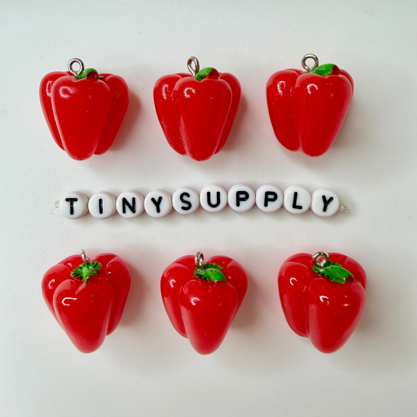 Resin Vegetable Charms  (Red Pepper, Yellow Pepper, Garlic) Food Themed Charms