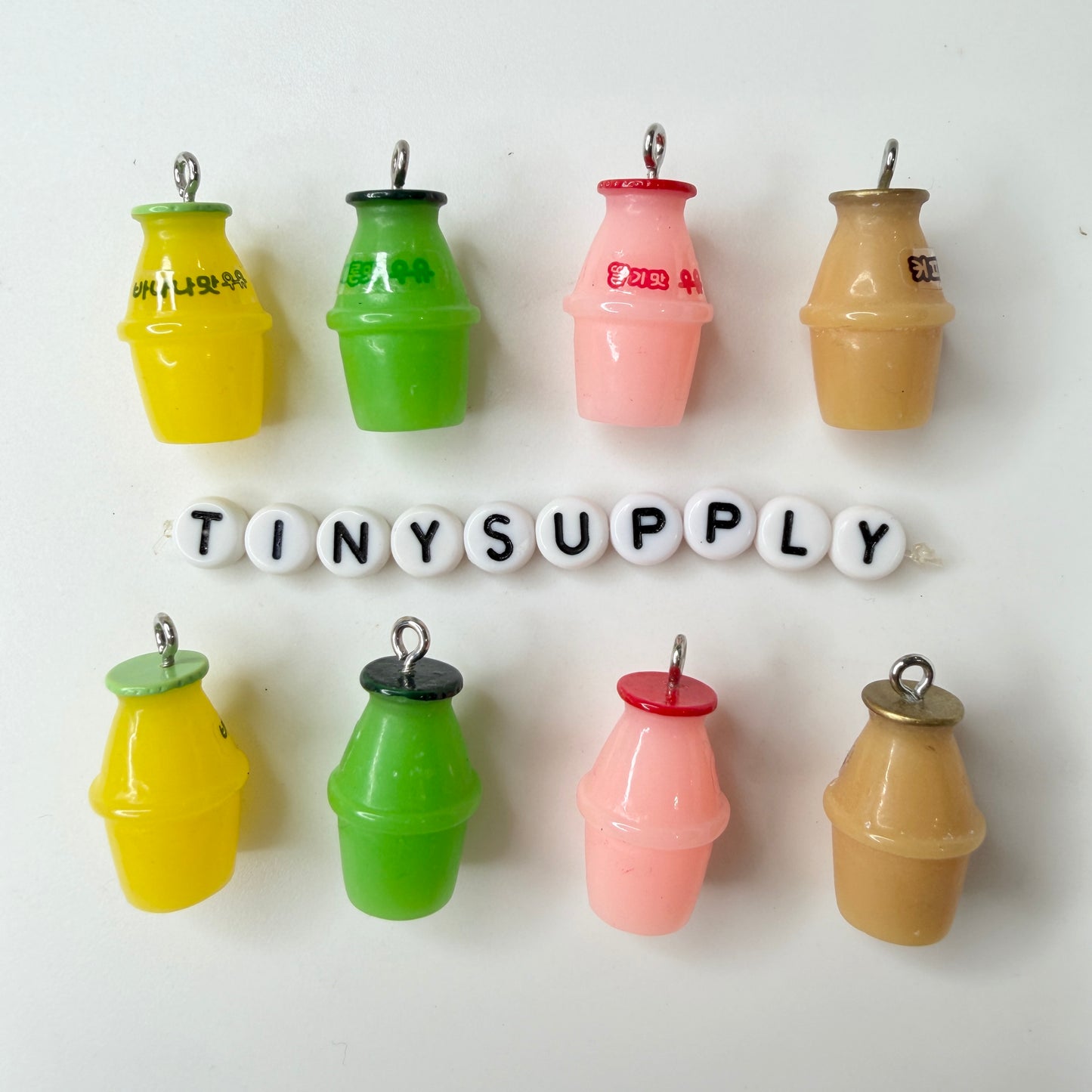 Cute Korean Banana, Strawberry, Chocolate Milk Bottle Charms (21MM x 31MM)