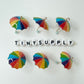 22MM Rainbow, Dots, Hearts, Resin Umbrella Charm