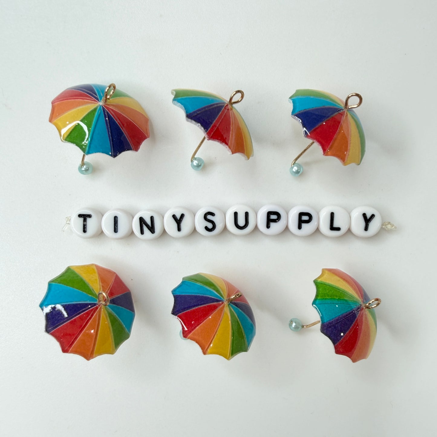 22MM Rainbow, Dots, Hearts, Resin Umbrella Charm