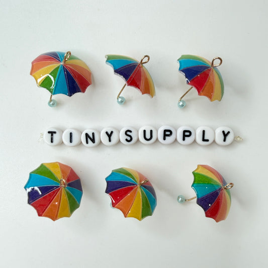 22MM Rainbow, Dots, Hearts, Resin Umbrella Charm