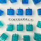 21MM Transparent Clear Blue Square Building Block Charm Pendant