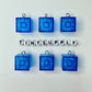21MM Transparent Clear Blue Square Building Block Charm Pendant