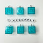 21MM Transparent Clear Blue Square Building Block Charm Pendant