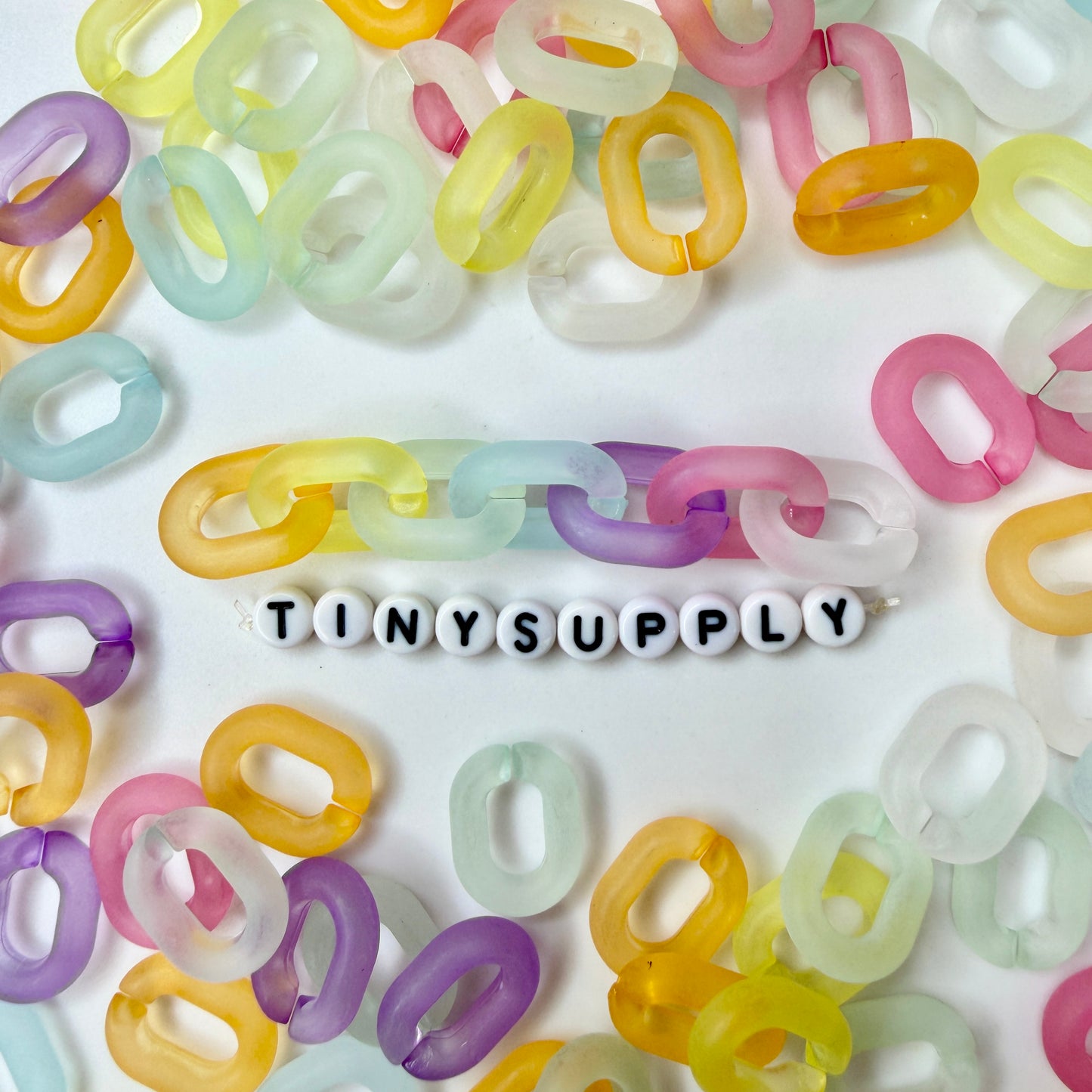 Frosted Matte Transparent Rainbow Colored Acrylic Chain Links (9mm x 15mm)