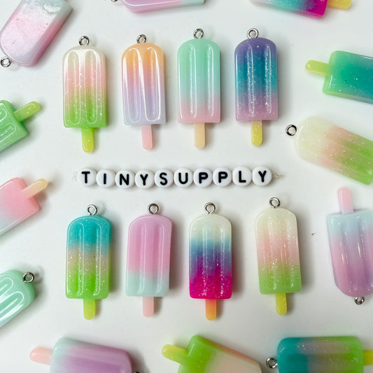 Multicolored Pastel Ice Pops, Popsicle Ice Cream Charm (36mm x 14mm x 5mm)