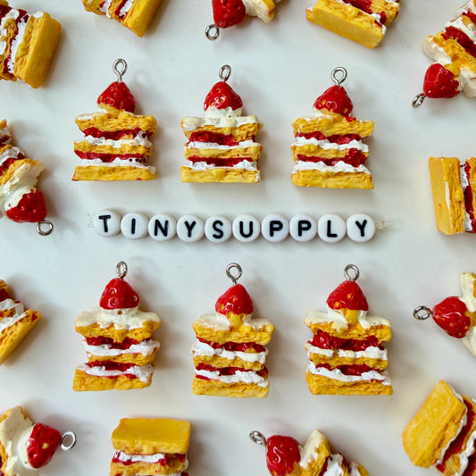 Strawberry Dessert Cake Charms (26mm x 22mm)