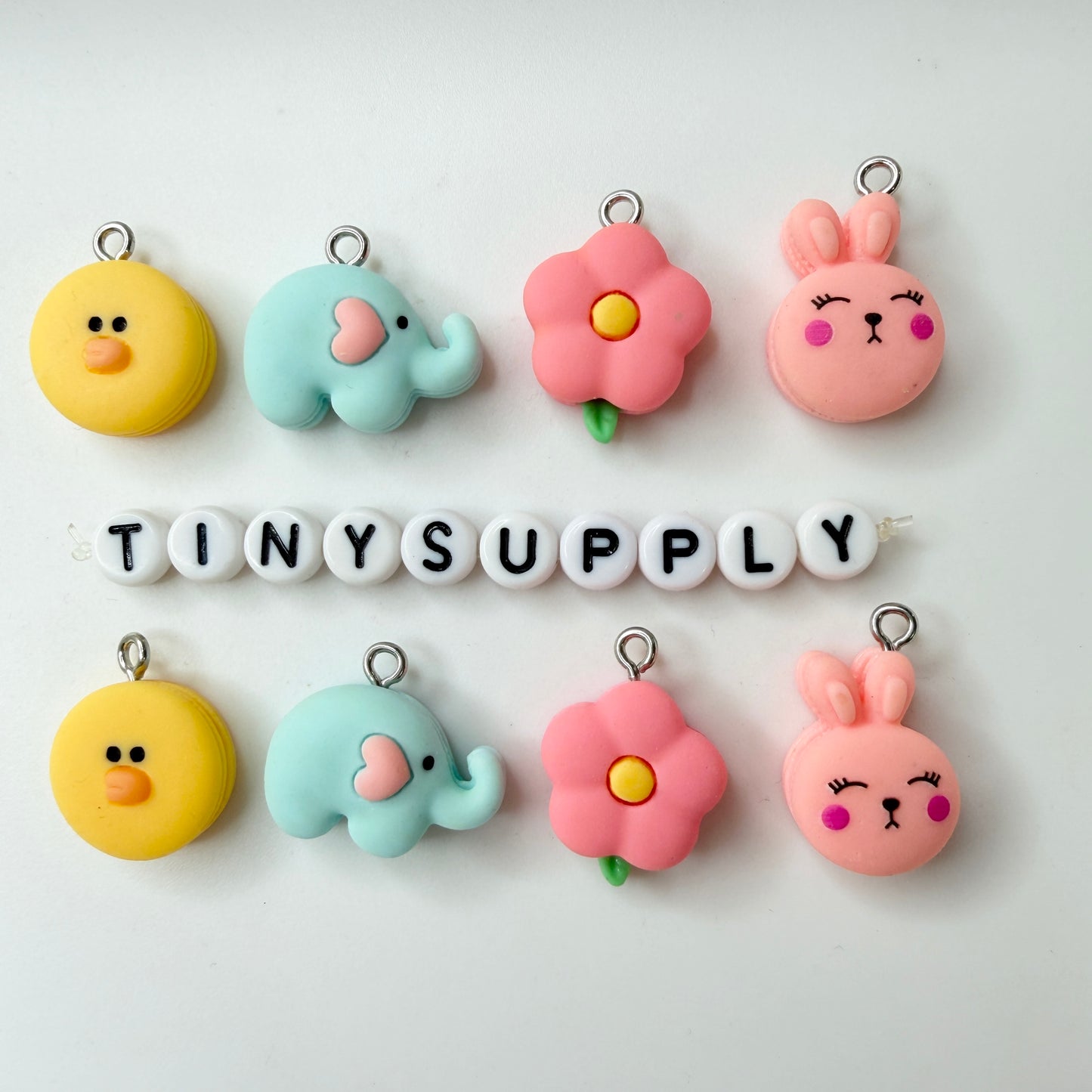 Bunny, Elephant, Flower, Frog, and Duck Charms