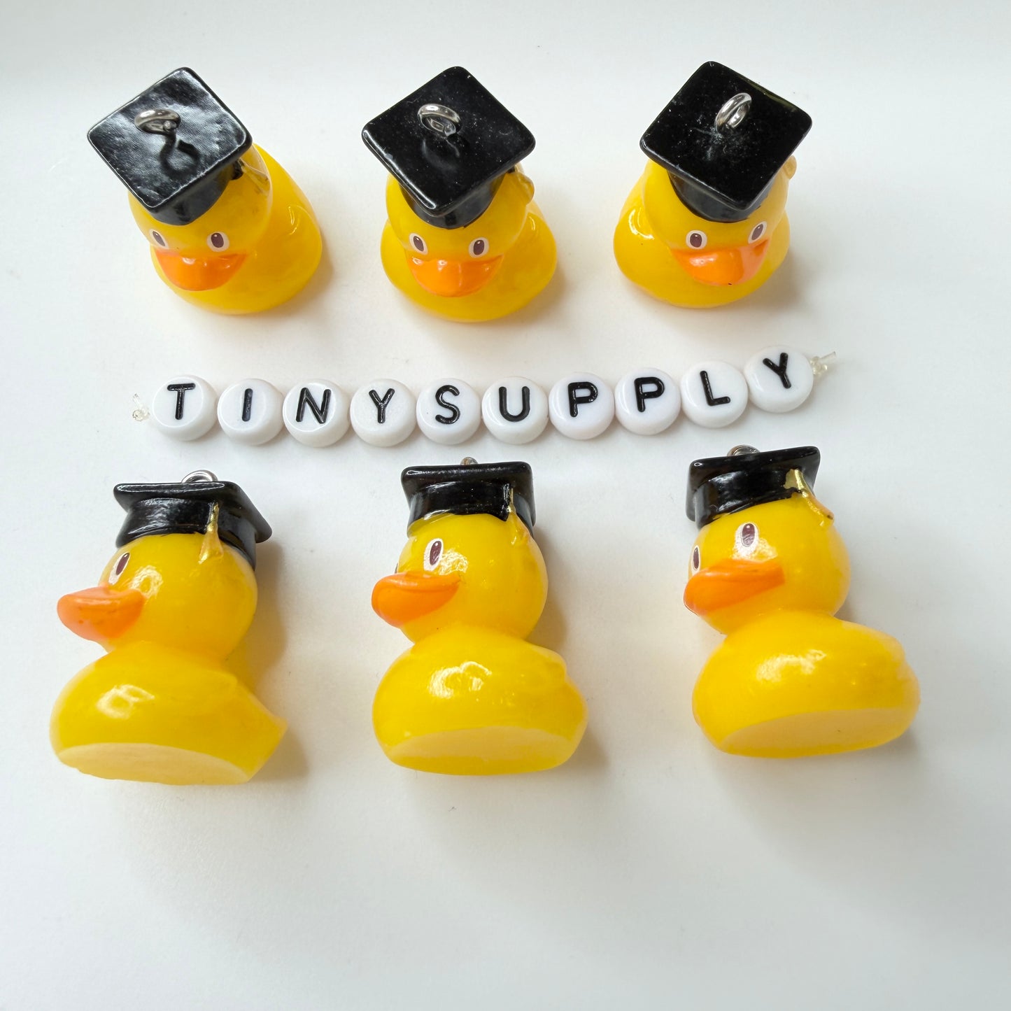 Cute Graduation Yellow Duck Ducky Charms with eyepin (29MM x 19.5MM)