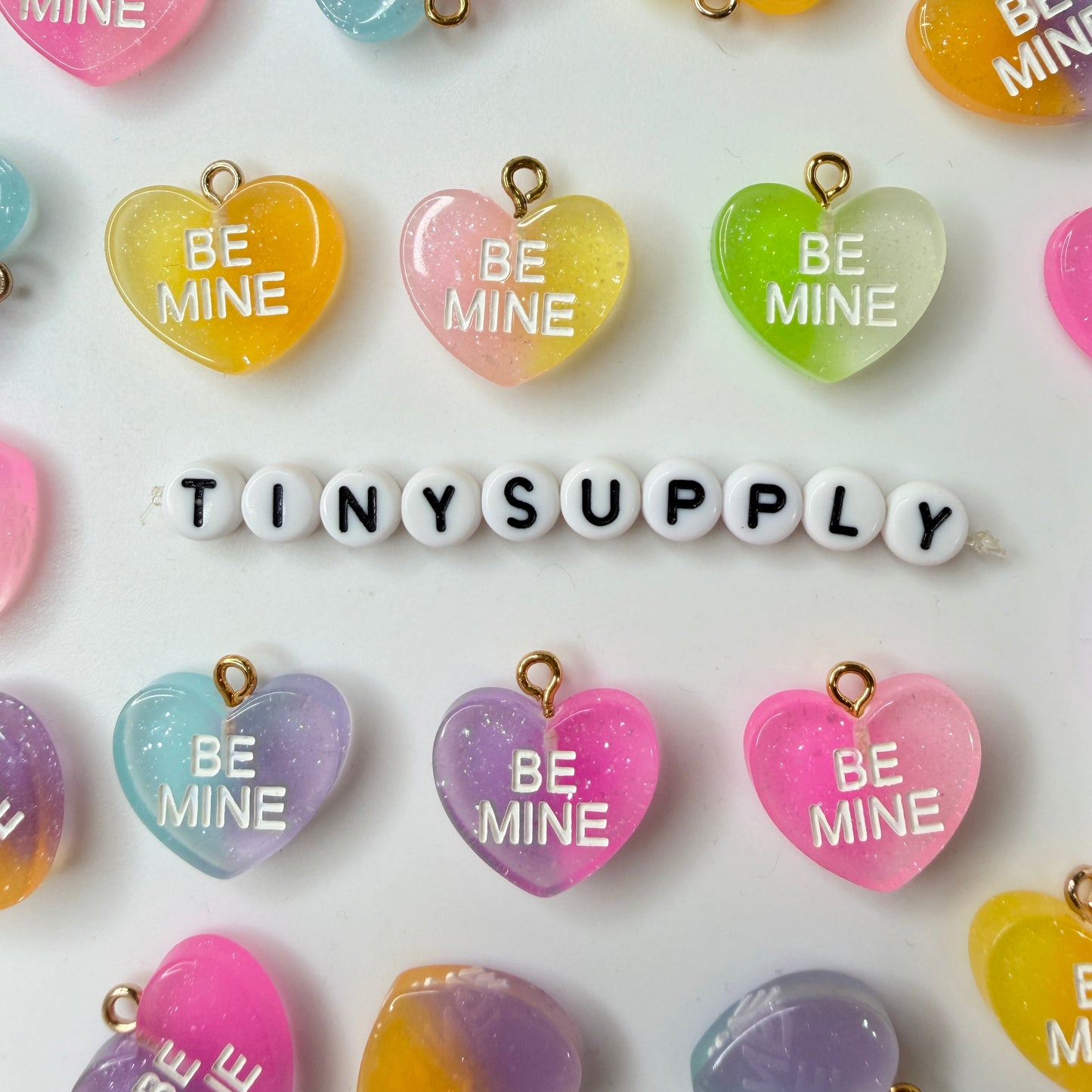 Be Mine Bright Colorful Valentine's Day Heart with Eye Pin Charm (18mm x 11mm)