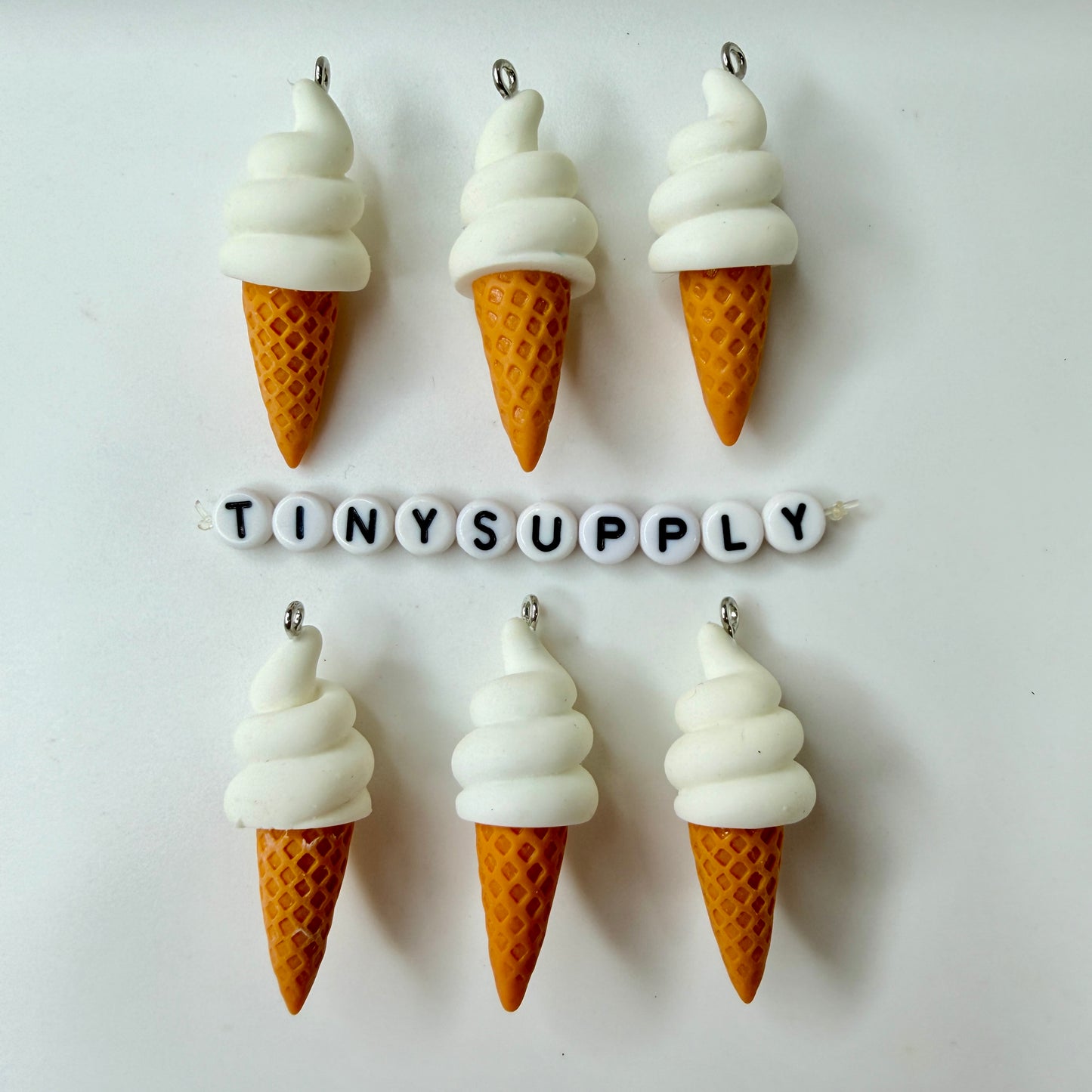 4CM Swirly Ice Cream Cone, Food Themed Charms