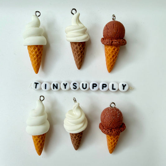 4CM Swirly Ice Cream Cone, Food Themed Charms