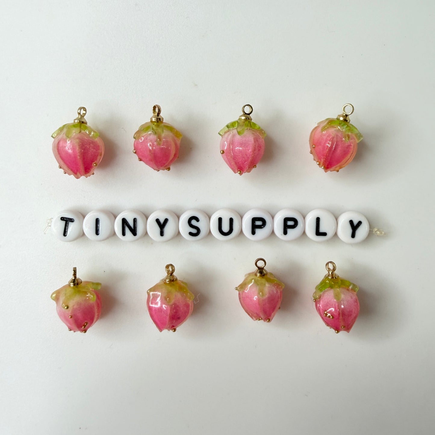 Resin Pink Red Blue Orange Hot Pink Strawberry Flower Charm (15mm x 10mm x 10mm)