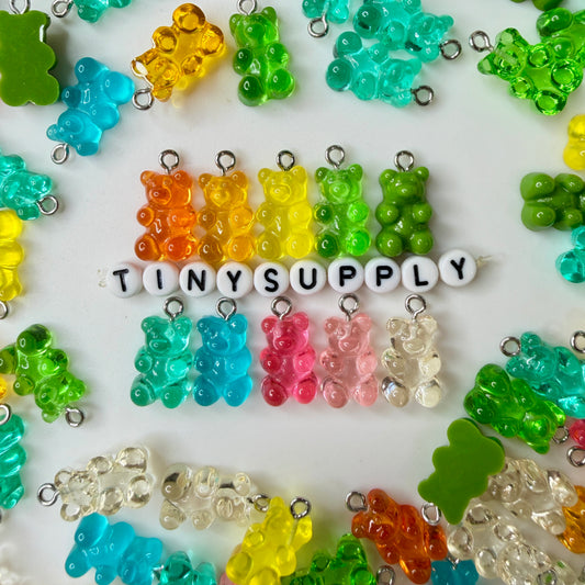 Clear Transparent Colored Gummy Bear Charms (10mm x 19mm)
