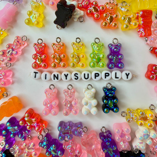 AB Solid Colored Gummy Bear Charms (10mm x 17mm)