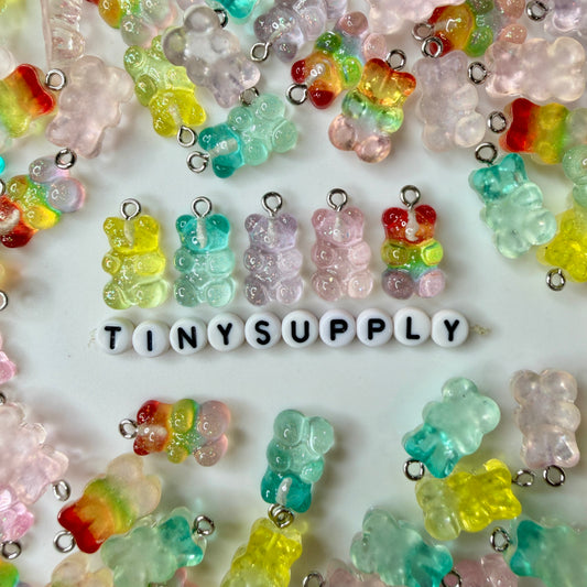 Pastel Sparkly Translucent  Gummy Bear Charm with Eye Pin (11mm x 17mm)