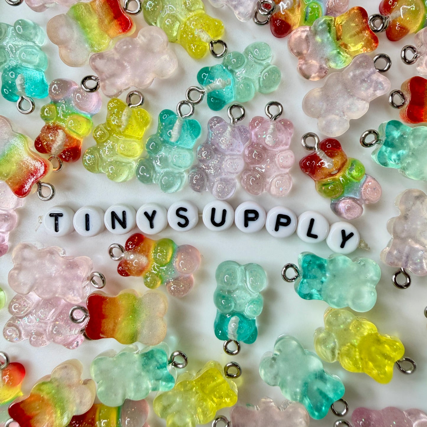 Pastel Sparkly Translucent  Gummy Bear Charm with Eye Pin (11mm x 17mm)