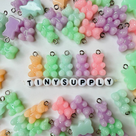 Pale Pastel Gummy Bear Charm with Eye Pins (10mm x 16mm)